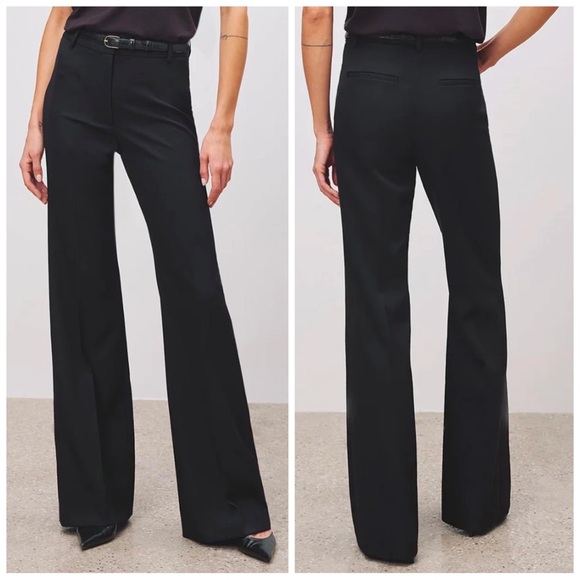 •NILI LOTAN• NWOT Black Arielle High Rise Flare Leg Wool Trouser Pant Size 0 - Picture 1 of 15